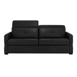 Canapé 3 places XL cuir avec têtières relevables Severin - noir