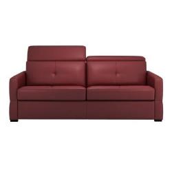 Canapé 3 places XL cuir avec têtières relevables Severin - rouge