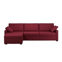 Canapé d'angle 3 places convertible tissu coton déhoussable Oslo - rouge carmin