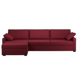 Canapé d'angle 4 places convertible tissu coton déhoussable Oslo - rouge carmin