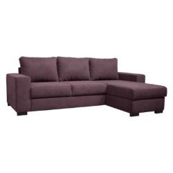 Canapé d'angle convertible et réversible tissu Peyo - violet prune