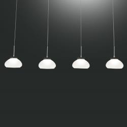 Fabas Luce Suspension Arabella à 4 lampes en ligne, blanche