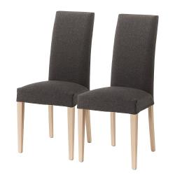 Kave Home - Chaise de salle à mange Freda gris foncé déhoussable avec pieds en bois massif laqué