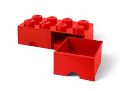 Lego Brique de Rangement Empilable avec Tiroir 8 plots ® Rouge