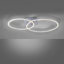 Leuchten Direkt plafonnier LED Ivanka, deux anneaux, acier