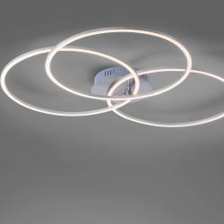 Leuchten Direkt plafonnier LED Ivanka, trois anneaux, acier