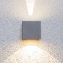 Lucande applique d'extérieur LED Jarno argentée cubique