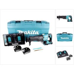 Makita DJR 360 PMJ Scie récipro sans fil 2x 18 V avec boîtier + 2x Batteries BL 1840 4,0 Ah + Double Chargeur