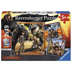 Ravensburger - Puzzle Le Monde des dragons 3x49 pièces