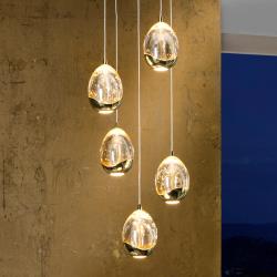 Schuller Suspension LED dorée Rocio, 5 lampes