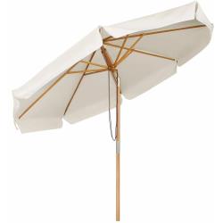 Parasol en Bois inclinable pour Patio Jardin  300 cm Rond Sunscreen UV50+ Beige - SEKEY