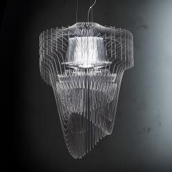 Slamp Suspension LED design transparente Aria, 75 cm