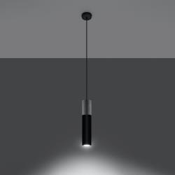 SOLLUX Suspension Tube, béton, noire, à une lampe
