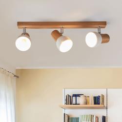 Svenda - Spot-Light plafonnier bois à trois lampes