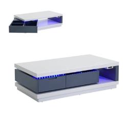 Table basse LED design FEVER Blanc et gris
