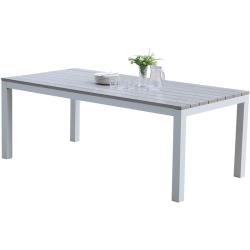Table de jardin en aluminium blanc et gris 8 places - WILSA
