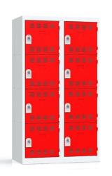 2 colonnes 4 cases superposées 50x80x180cm gris/rouge. Pierre Henry