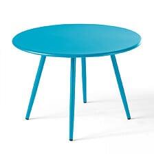 Table Basse De Jardin Ronde En Métal Bleu - OVIALA 104118