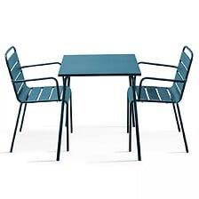 Table De Jardin Et 2 Fauteuils En Métal Bleu Pacific - OVIALA 106011
