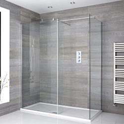Douche italienne d'angle avec receveur de douche et paroi de retour - Portland Multiples tailles disponibles