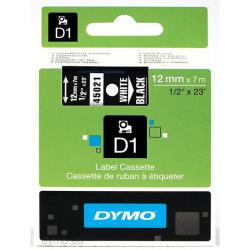 DYMO D1 - Standard Étiquettes - Blanc sur noir - 12mm x 7m