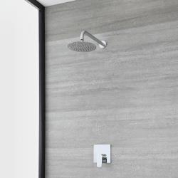 Kit de douche moderne avec mitigeur et pommeau de douche rond - Arcadia Chromé - 1 fonctio