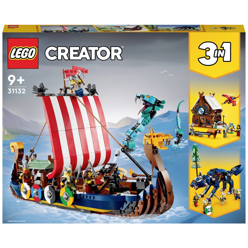 LEGO Creator 3-en-1 31132 Le bateau viking et le serpent de Midgard