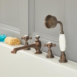 Mélangeur bain douche - Elizabeth Commandes en croisillon - Bronze huilé