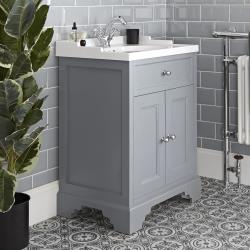 Meuble lavabo rétro avec vasque - Thornton 63 cm - Gris clair