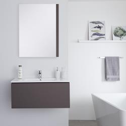 Meuble lavabo suspendu avec lavabo - Newington Gris - 80 cm