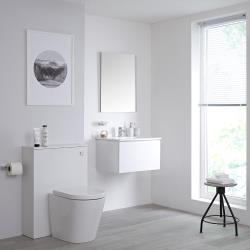 Meuble lavabo suspendu et meuble WC avec cuvette à poser - Newington 60 cm - Blanc