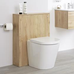 Meuble WC avec cuvette WC à poser - Newington 60 cm - Effet chêne doré