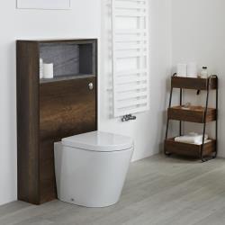 Meuble WC avec niche ouverte - Hoxton Effet chêne foncé - 60 cm