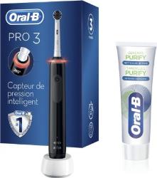 Brosse à dents électrique Oral-B Pro 3800 Charcoal black et 1 purify