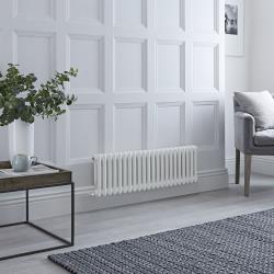 Radiateur électrique horizontal - Windsor Style fonte - Blanc - 30cm x 101cm x 6,8cm - Choix de thermostat Wi-Fi
