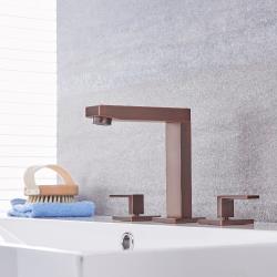 Robinet lavabo moderne - Kubix 3 trous de robinetterie - Bronze huilé