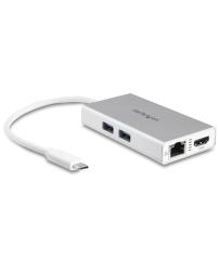 StarTech.com Adaptateur multiport USB-C - Power Delivery - HDMI 4K - GbE - USB 3.0 - Argent et blanc