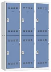 3 colonnes 2 cases superposées 50x120x180cm gris/bleu. Pierre Henry