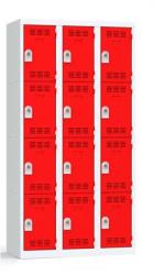 3 colonnes 4 cases superposées 50x120x180cm gris/rouge. Pierre Henry