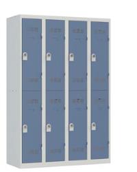 4 colonnes 2 cases superposées 50x120x180cm gris/bleu. Pierre Henry