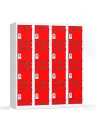 4 colonnes 4 cases superposées 50x120x180cm gris/rouge. Pierre Henry