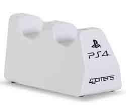 Double Chargeur USB 4gamers Blanc pour manette PS4