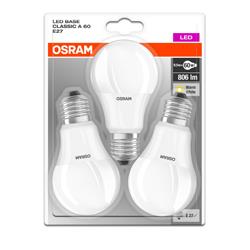 Pack de 3 ampoules LED blanche Osram E27 60 W