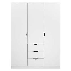 Armoire 3 portes 3 tiroirs LETTY coloris blanc