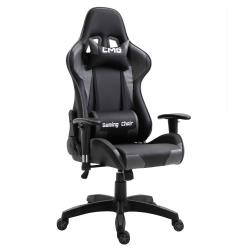 Chaise de bureau GAMING fauteuil ergonomique avec coussins, siège style racing racer gamer chair, revêtement synthétique noir/gris