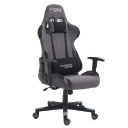 Chaise de bureau gaming SWIFT fauteuil ergonomique avec coussins, siège style racing racer gamer chair, revêtement tissu gris/noir
