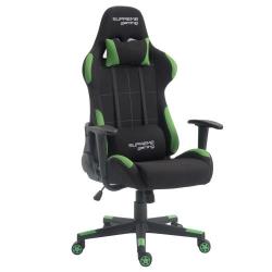 Chaise de bureau gaming SWIFT fauteuil ergonomique avec coussins, siège style racing racer gamer chair, revêtement tissu noir/vert
