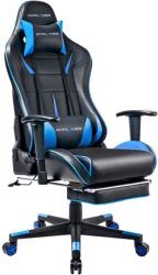 Chaise de bureau gaming ergonomique avec coussins, avec repose-pieds, accoudoirs, dossier siège style racing racer gamer chair-bleu