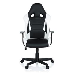 Chaise gaming / Chaise de bureau GT RACER matière synthétique noir / blanc hjh OFFICE