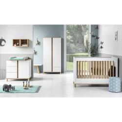Chambre complète lit bébé 60x120 - commode à langer - armoire 2 portes Altitude - Blanc